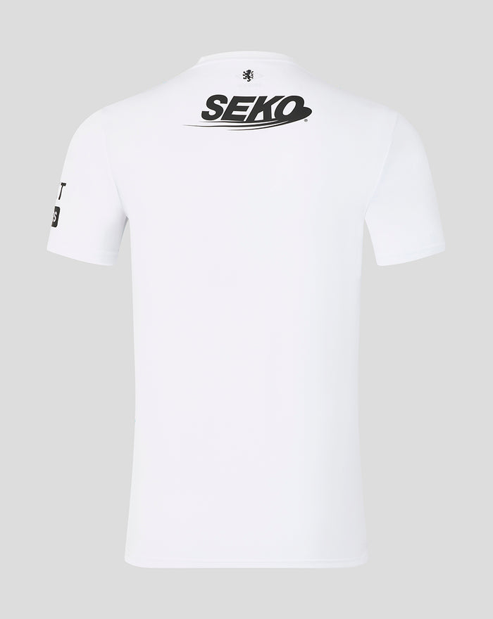 Back view of white goalkeeper shirt featuring a large SEKO logo across the upper back.
