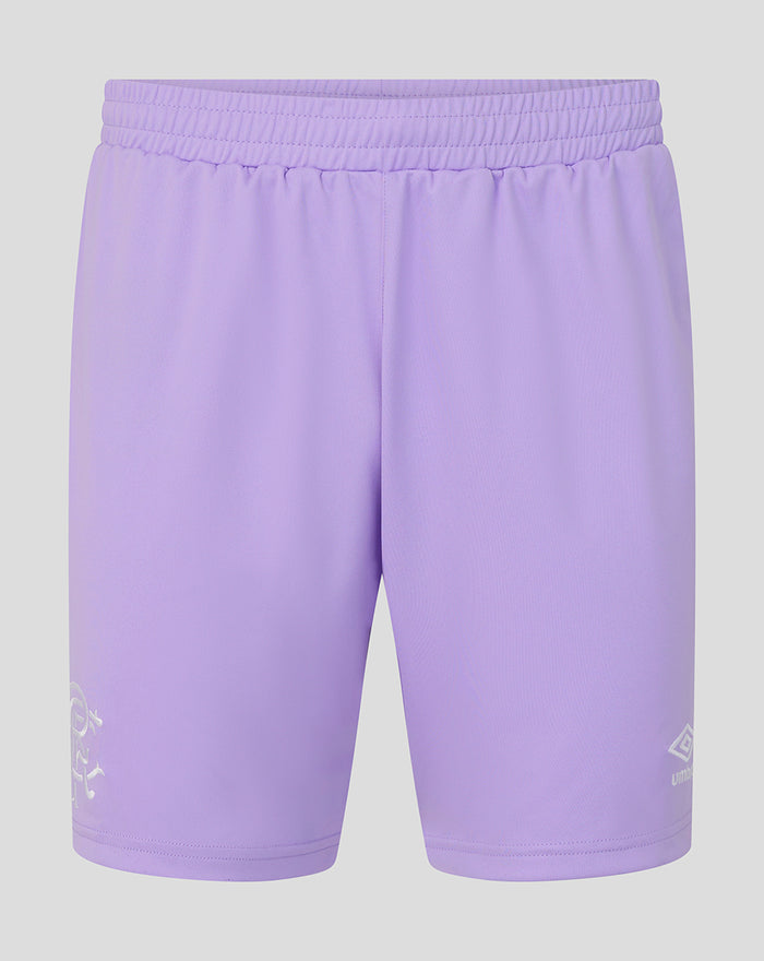 Lavender Rangers goalkeeper shorts with elastic waistband and white crests on the leg