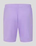 Lavender Rangers FC third goalkeeper shorts with elastic waistband on a light gray background