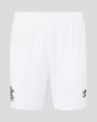 Front view of white Rangers goalkeeper shorts with crest on left leg and Umbro logo on right leg