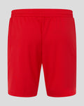 Back view of red Rangers away goalkeeper shorts with elastic waistband and drawcord