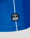 Blue Rangers jersey hem close-up with Umbro official licensed product patch.