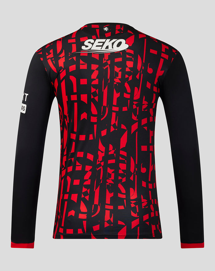 Back view of Rangers FC 2026/27 third long sleeve shirt with red graphic design and SEKO sponsor across the upper back.