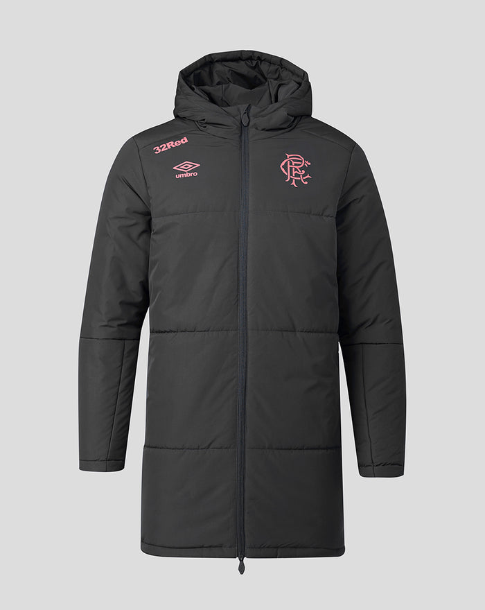 Rangers FC unisex 2026/27 training padded jacket in navy with coral detailing and zip front