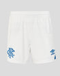 White Rangers womens home shorts with blue crest on left leg and Umbro logo on right