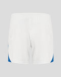 White Rangers FC women's home shorts with elastic waistband and blue side panels.