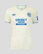 Off-white Rangers womens away shirt with blue UNIBET sponsor and crest on the chest