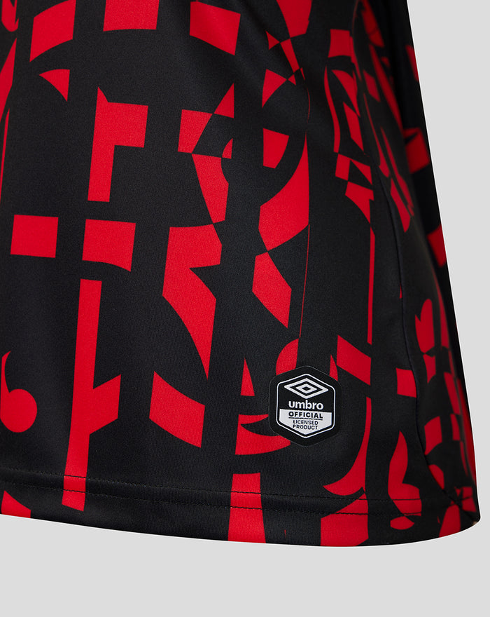 Close-up of sleeve area on Rangers womens 2026/27 third shirt featuring Umbro badge and licensed product patch