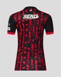 Back view of Rangers women's 2026/27 third shirt with red geometric print and SEKO logo across the upper back.
