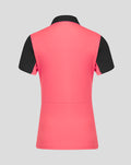 Back view of calypso coral Rangers FC training polo with black sleeves and collar.