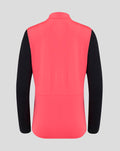Back view of Calypso coral Rangers FC women's training top showing black sleeves and a clean back panel