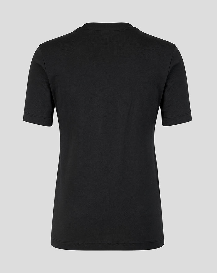 Back view of black Rangers FC womens 2026/27 Presentation T shirt showing plain fabric