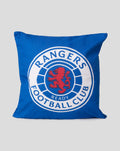 Royal blue Rangers FC crest cushion with a large white circular emblem.