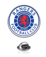 Rangers crest badge with a small metal pin on white background.