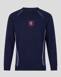 Navy unisex Rangers X Art of Panelled Sweatshirt front view with red outlined crest on chest
