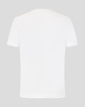 Back view of a plain white unisex T-shirt with short sleeves.