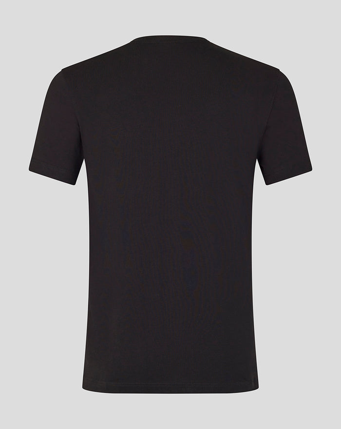 Back view of black unisex Rangers x Art of T-shirt with a plain solid back.