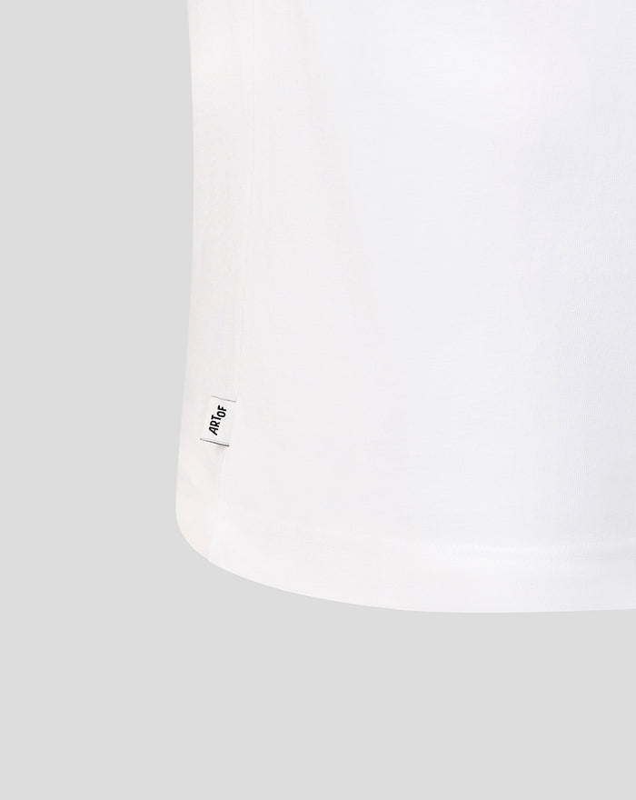 White Rangers X Art of T-shirt hem with small ARTOF tag along the side