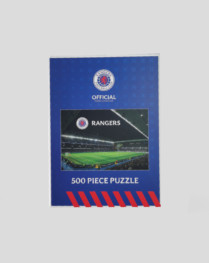 Official Rangers 500 piece puzzle in blue box featuring a stadium photograph