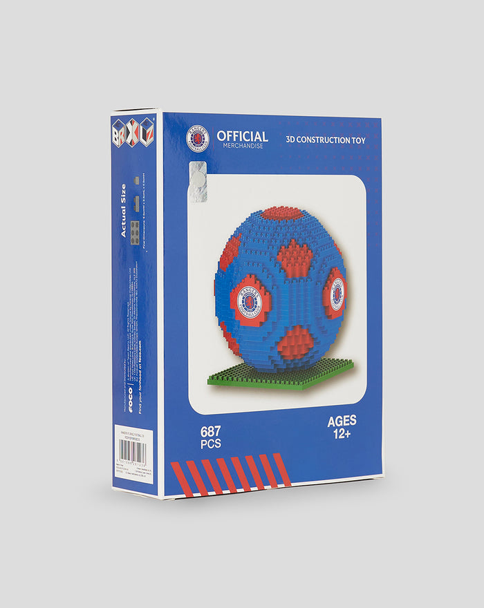 BRXLZ Rangers Football 3D construction toy box with a blue and red football sculpture on a green base