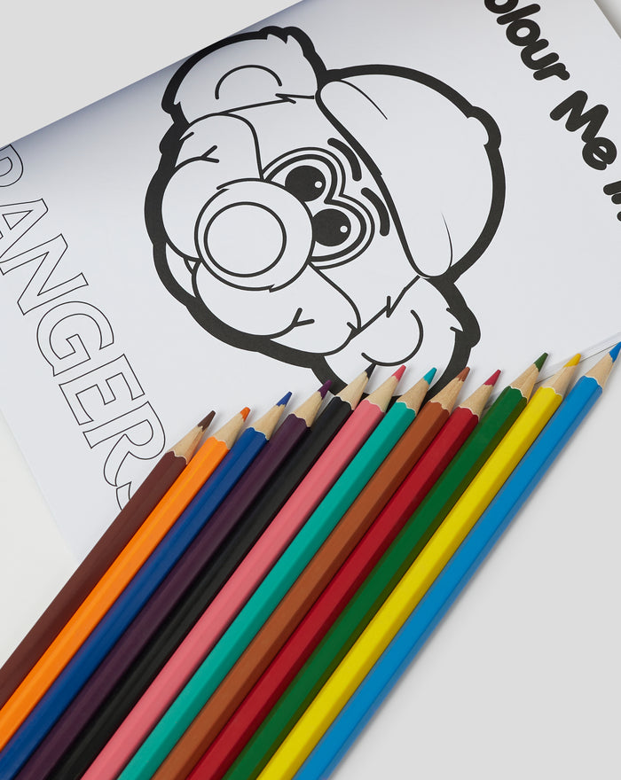 Close-up of a bear mascot face outline on the My First Match page from the Rangers activity book.