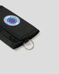 IN HOUSE RIPPER WALLET close up showing front zipper pocket and metal key ring