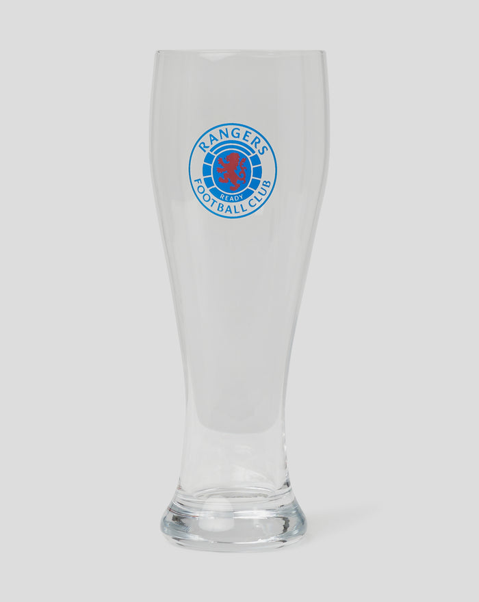 Clear pint glass with Rangers Football Club crest on the front.