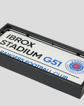 Close up of sign box corner with blue interior and Rangers Football Club logo