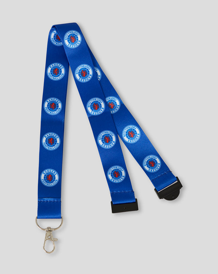 Blue lanyard with repeating circular Rangers Football Club logos