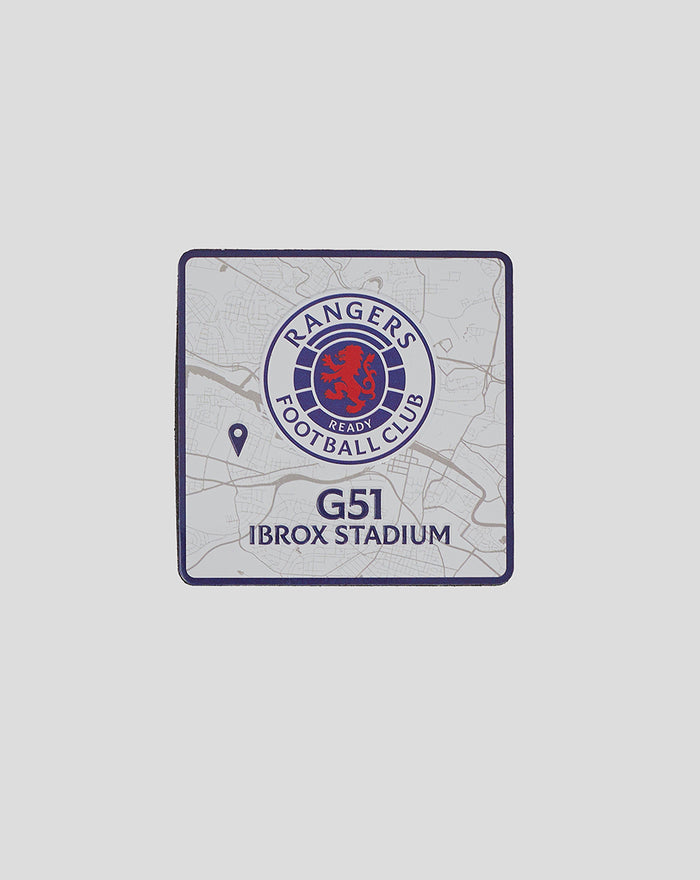 Rangers Football Club magnet with map background and G51 Ibrox Stadium label