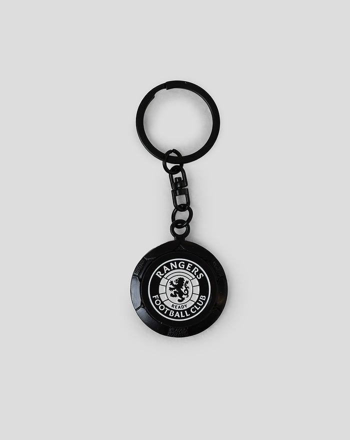 Black circular keyring with chain and Rangers Football Club emblem