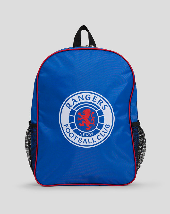Blue Rangers Football Club backpack with a white circular crest on the front