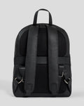 Rangers Premium Leather Backpack upper view with black textured leather, top handle and padded shoulder straps.