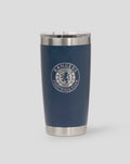 YETI 20oz tumbler in navy blue with a silver rim and Rangers Football Club crest