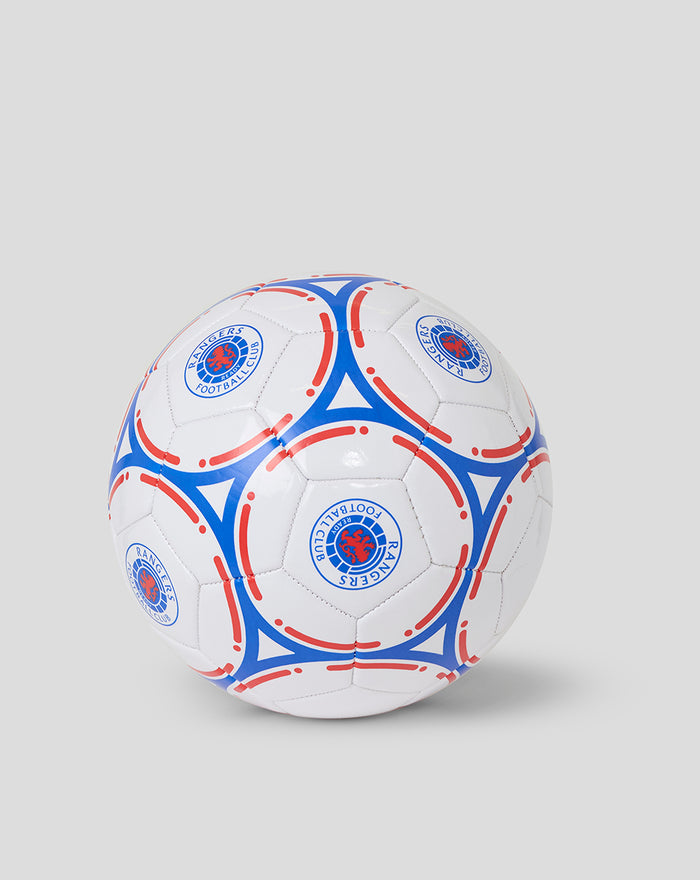 Rangers Classic size 5 football with white panels and bold blue and red geometric patterns and club crest