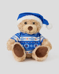 Rangers Charlie Xmas Bear 2025 plush wearing a blue Santa hat and festive blue sweater.