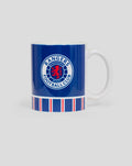 Blue Rangers charity mug featuring the club crest and red white blue stripes at the base
