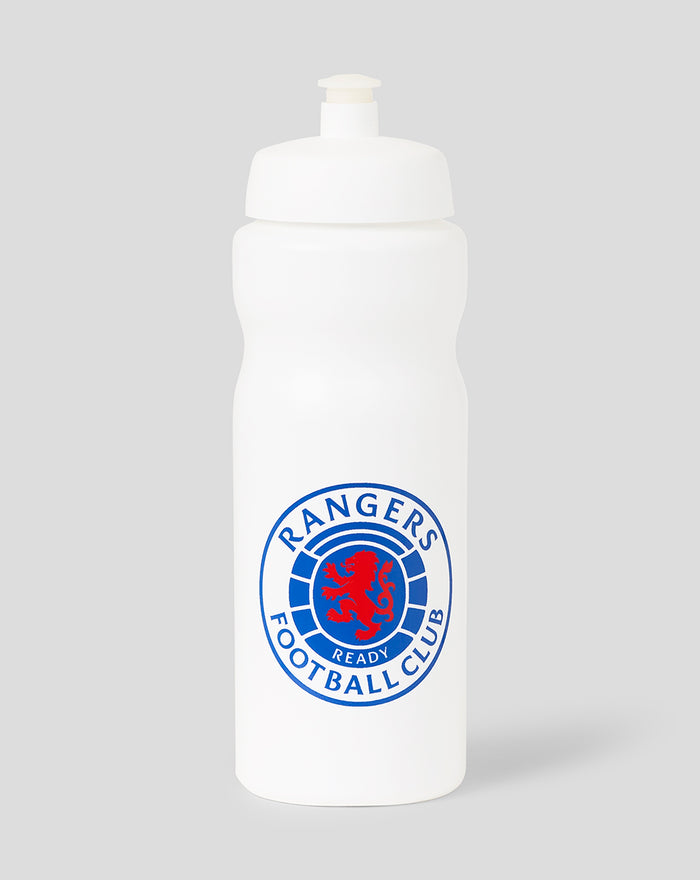 White Rangers FC water bottle with blue crest logo on the front