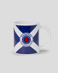 White Rangers FC saltire mug with blue diagonal cross and club crest at the center.