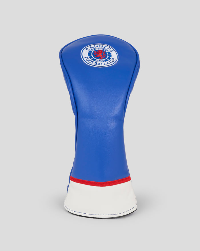 Blue Rangers FC fairway head cover with a circular crest on the top against a neutral background