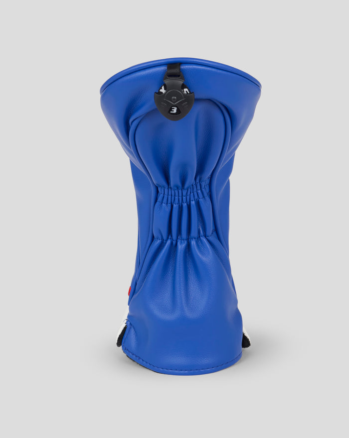Blue Rangers CADDI 2.0 fairway head cover in smooth leather with a black locking dial on top