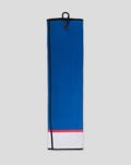 Blue Rangers Lumi 2.0 tri-fold towel with red and white stripe at bottom edge