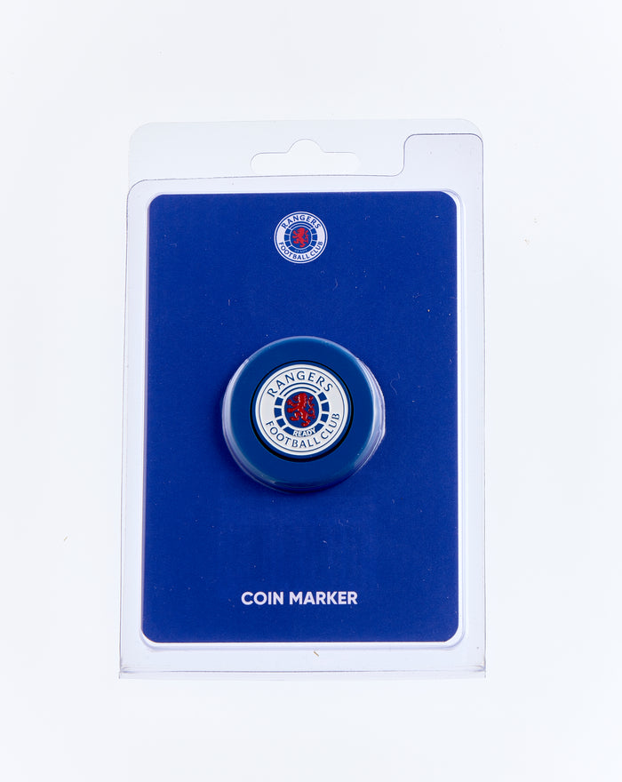 Rangers Mission Coin Marker packaging with blue card and circular club crest