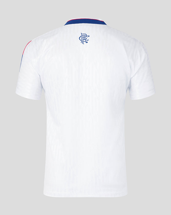 Back view of white retro 1990-92 away shirt with small crest at the neckline