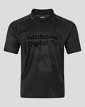 Front view of black camouflage football shirt with ntl home Digital TV sponsor.