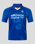 Unisex retro 2002 03 home shirt in blue with ntl home Digital TV sponsor and club crest on the chest