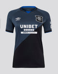 Rangers FC Third 2025–26 replica shirt in navy with diagonal color block, UNIBET sponsor across the chest and the club crest with Umbro logo.