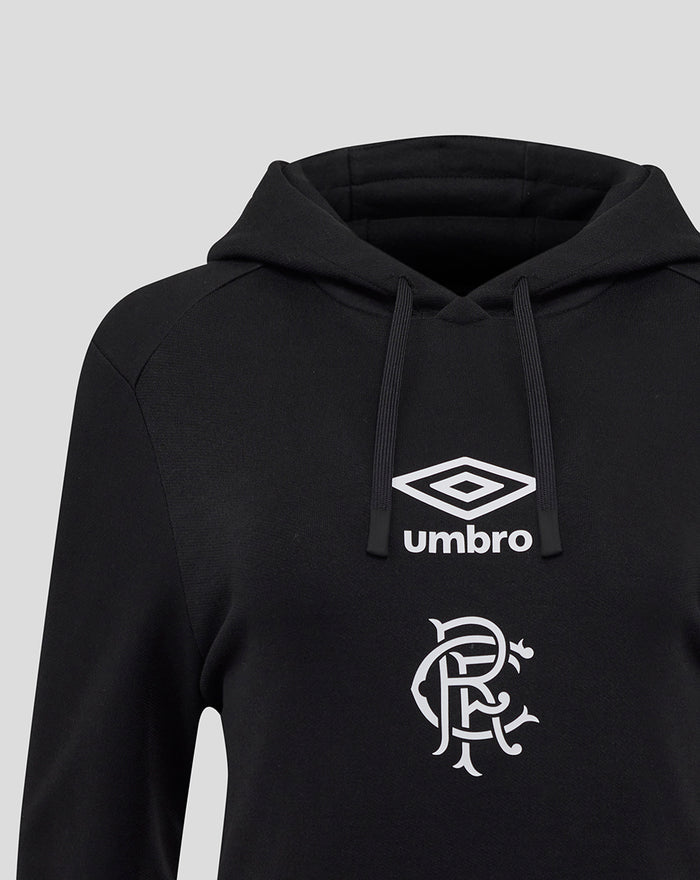 Black women's presentation logo hoodie with Umbro diamond and club crest on chest