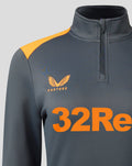Grey training fleece midlayer with orange shoulder panel and 32Red print across chest club crest on left