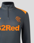 Grey and orange training fleece midlayer close-up showing club crest on left chest and bold 32Red across front